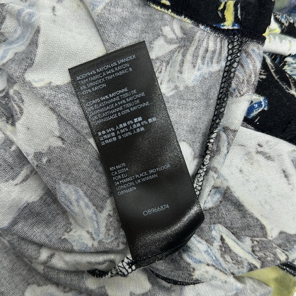 Free People Baja Babe Shirt Cold Shoulder Short Sleeve Floral Black Size Large - Picture 10 of 12